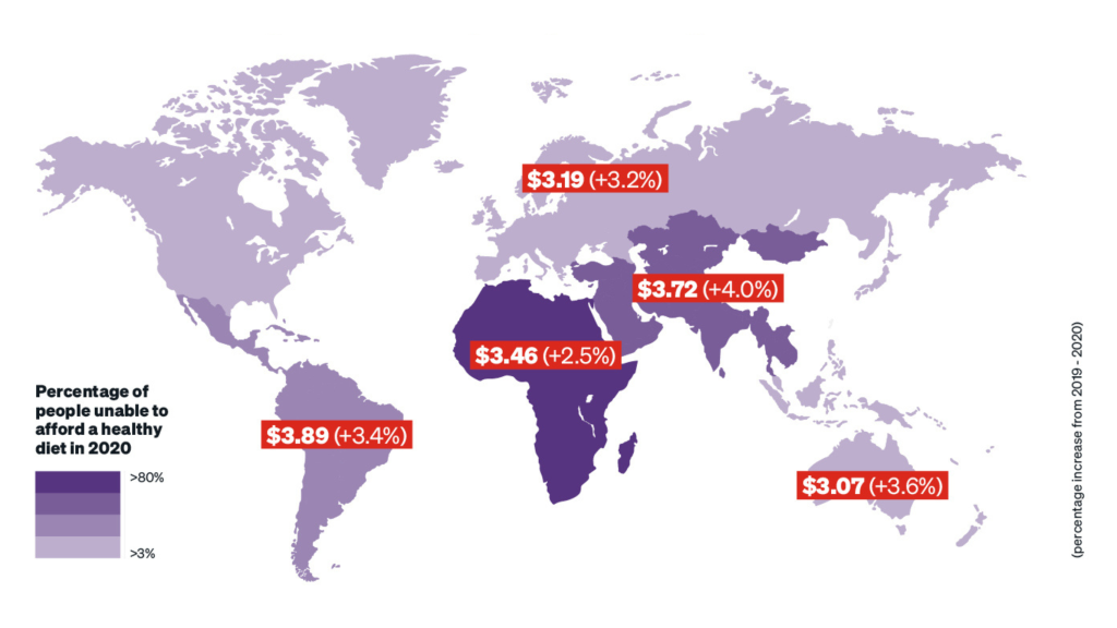 Infographic: Cost of a healthy diet map